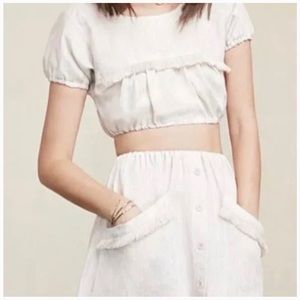 Reformation White Jalisco Fringe Crop Top